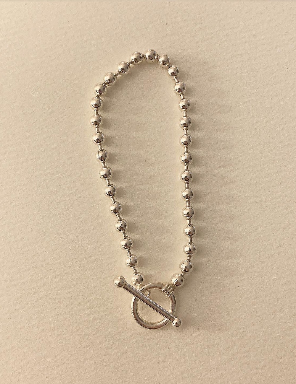 (silver 92.5) Boll chain toggle bracelet