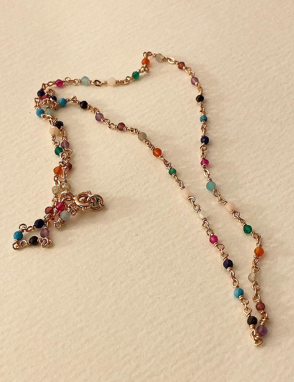 (silver 92.5) Rainbow gemstone necklace