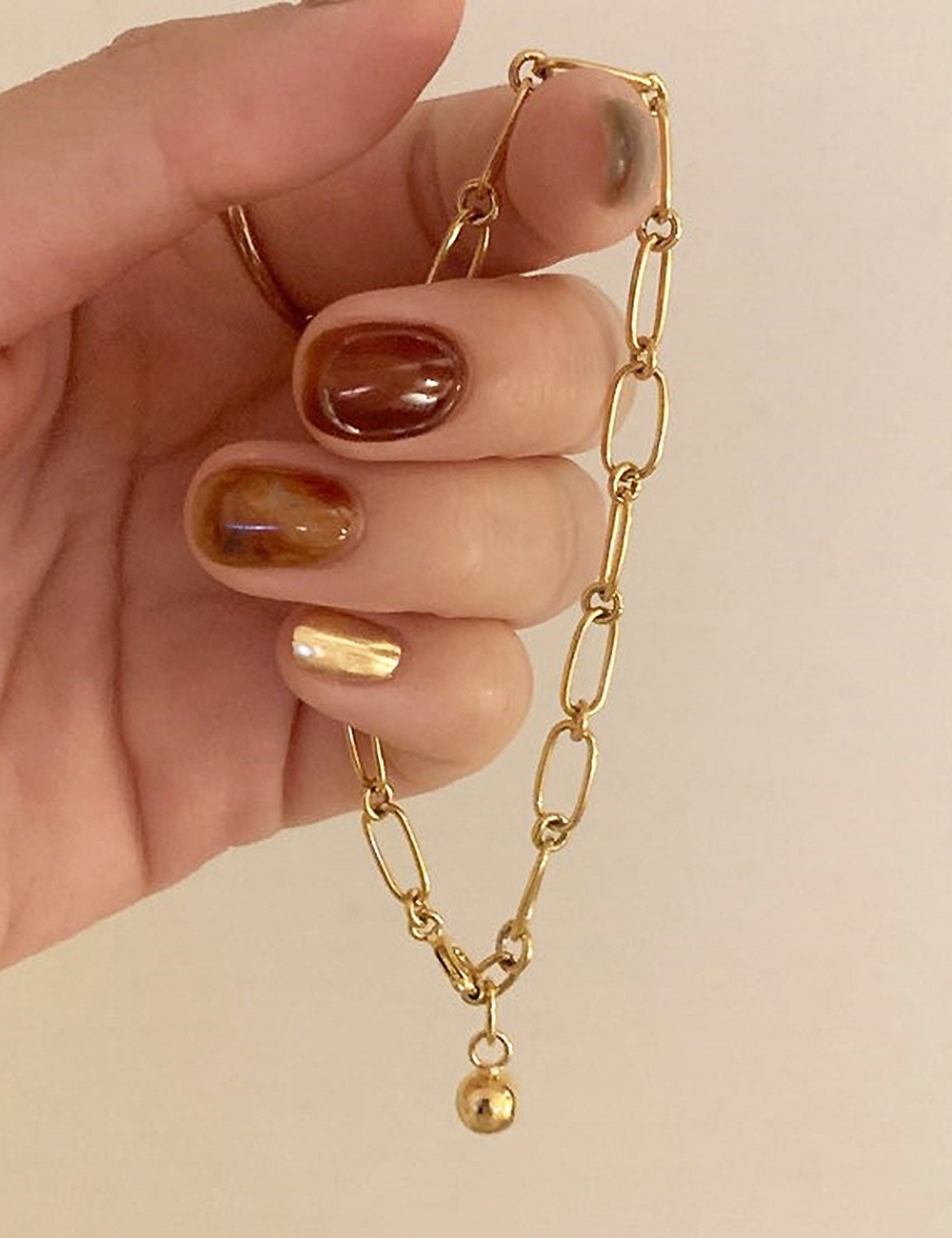 (silver 92.5) Boll double chain bracelet