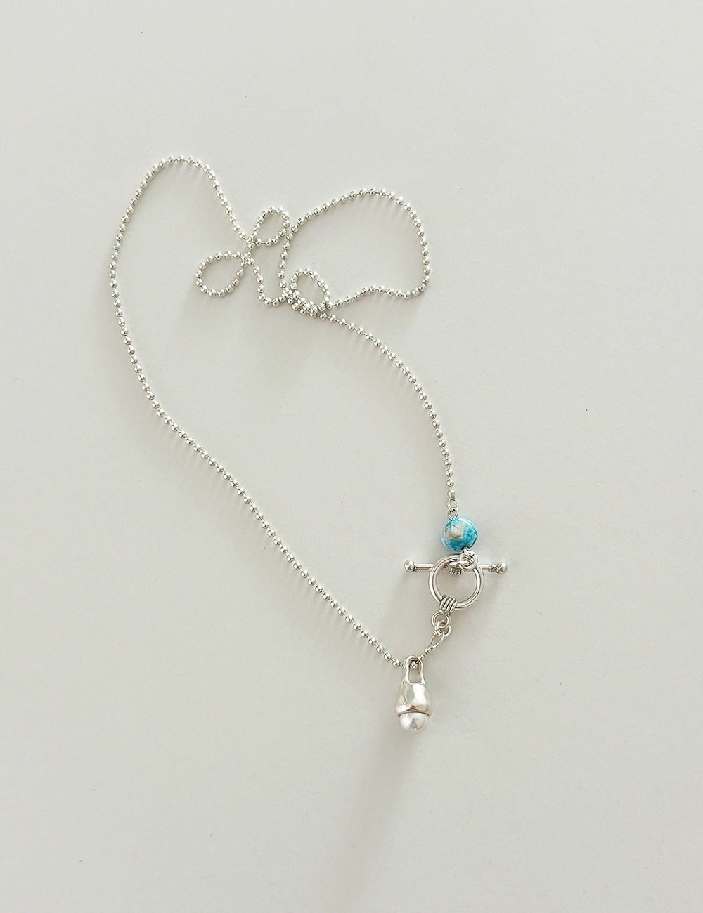 (silver 92.5)Gemstone toggle necklace