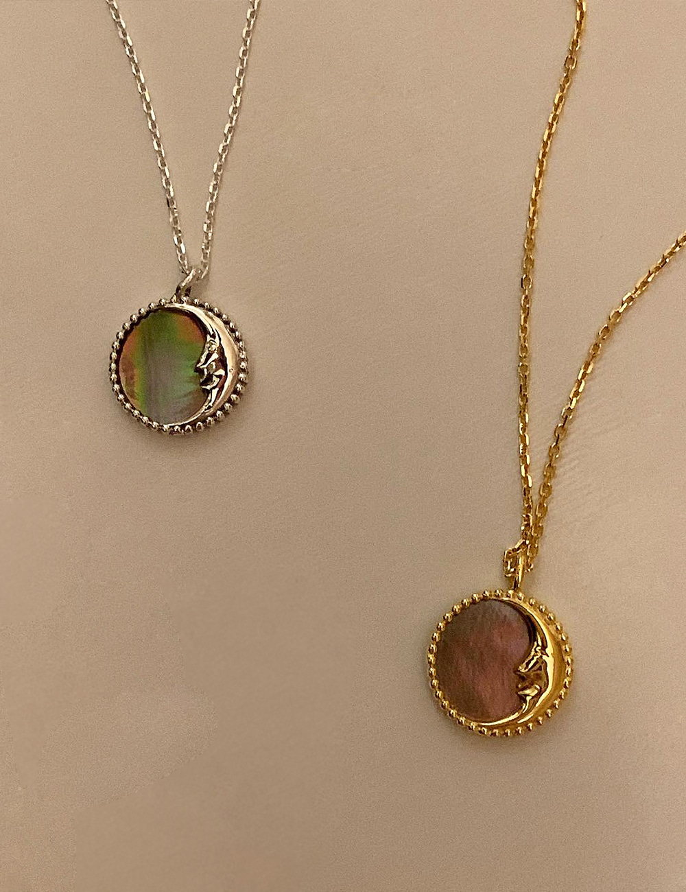 (silver 92.5) Nacre moon necklace