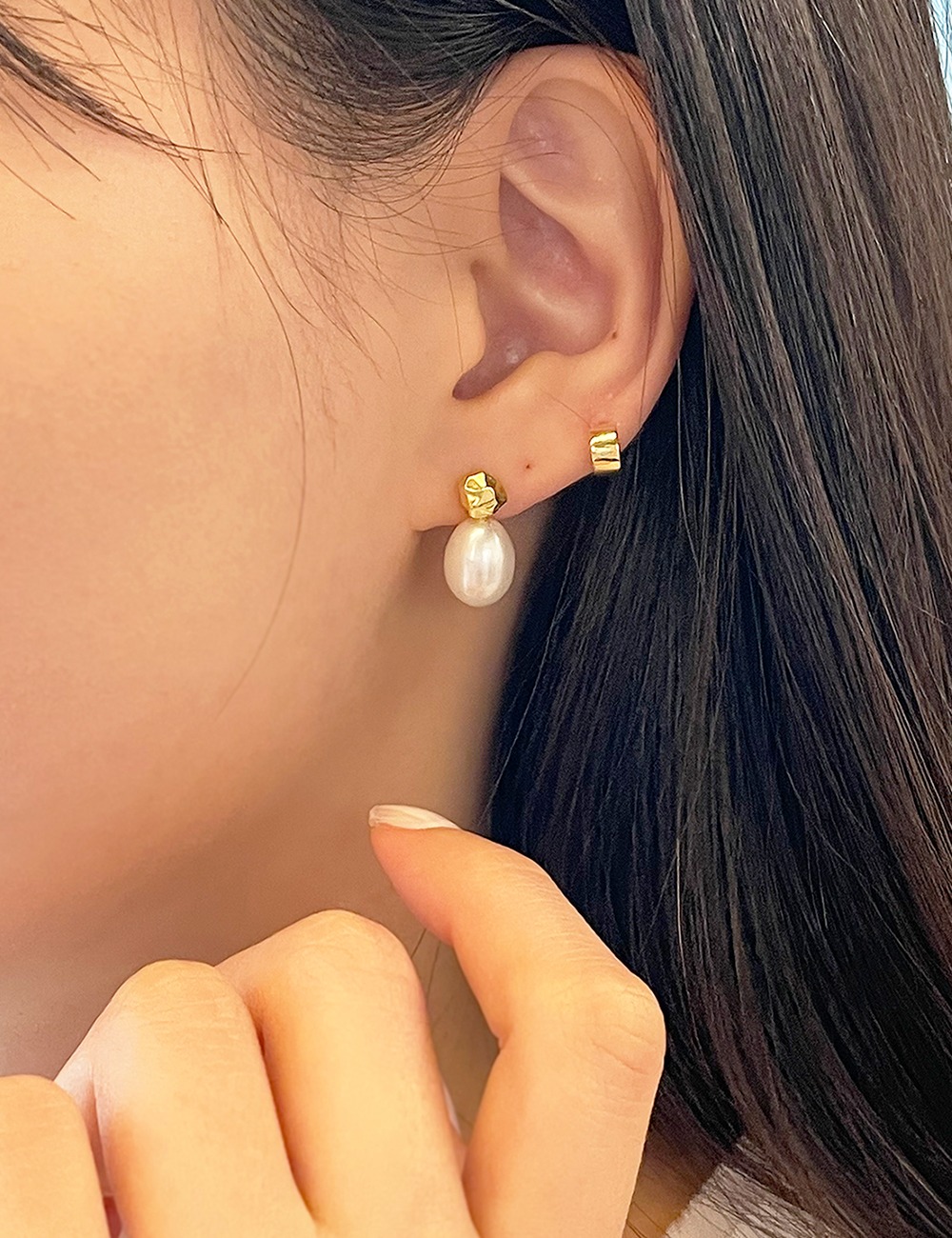 (silver 92.5) Pearl drop earring