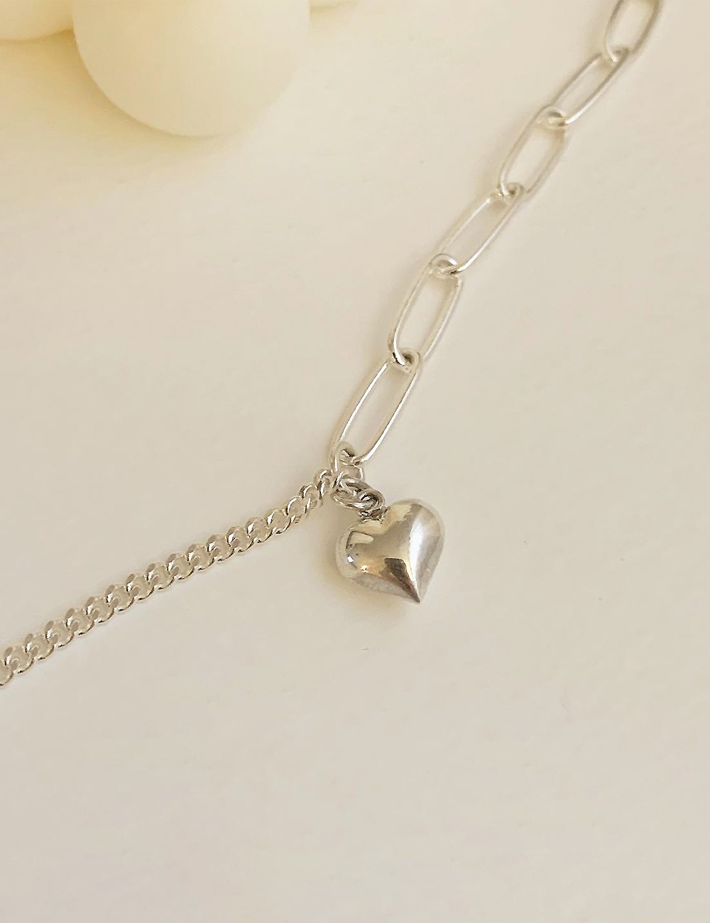 (silver 92.5) Heart half chain bracelet