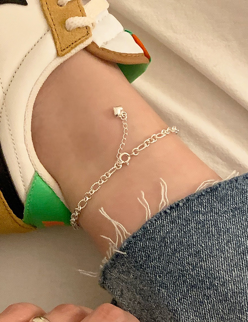 (silver 92.5) Mini heart anklet