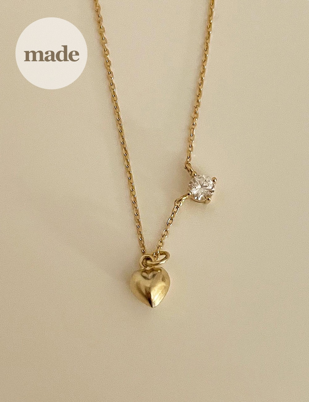 (silver 92.5) Heart cubic necklace / gleamme made