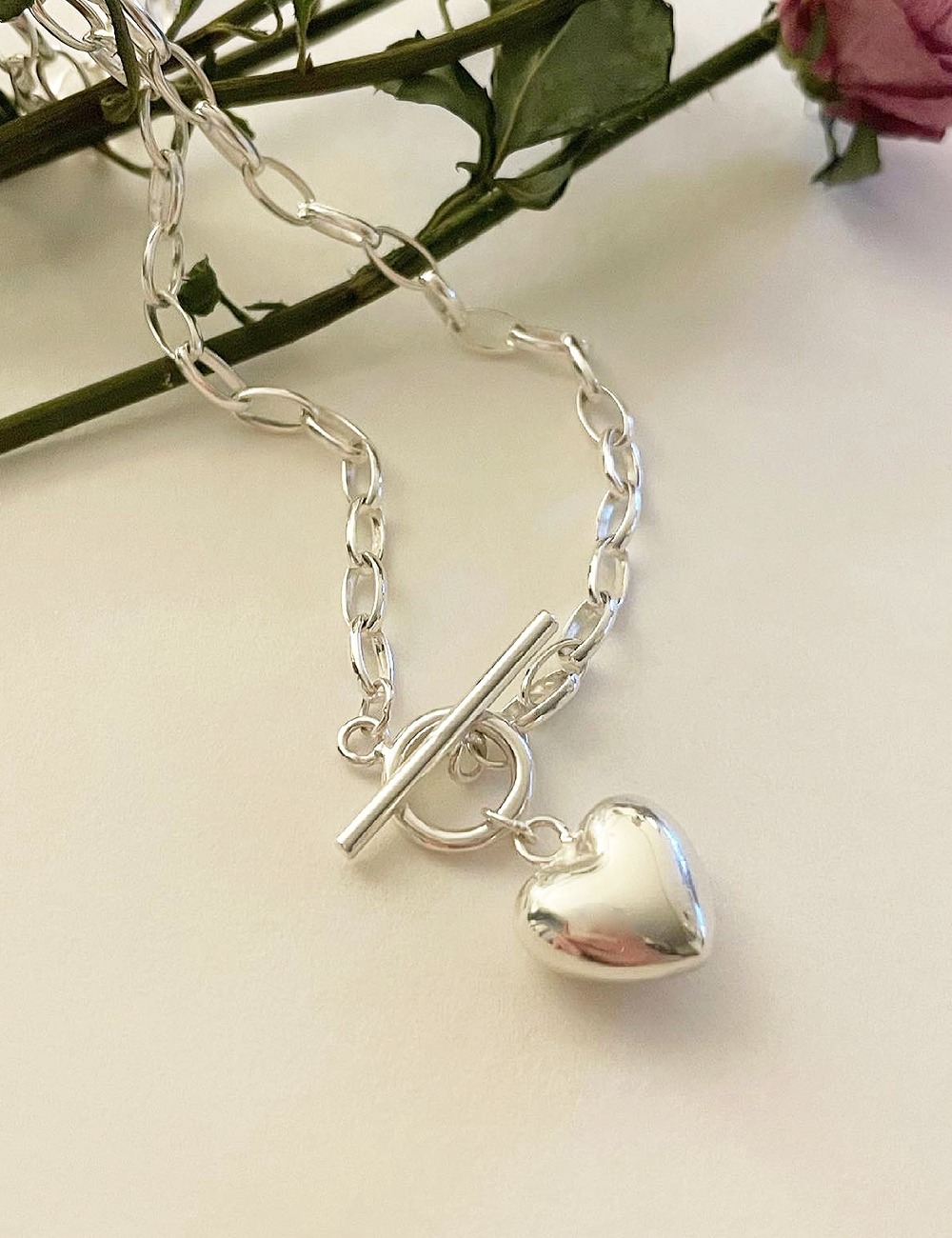 (silver 92.5) Love toggle necklace