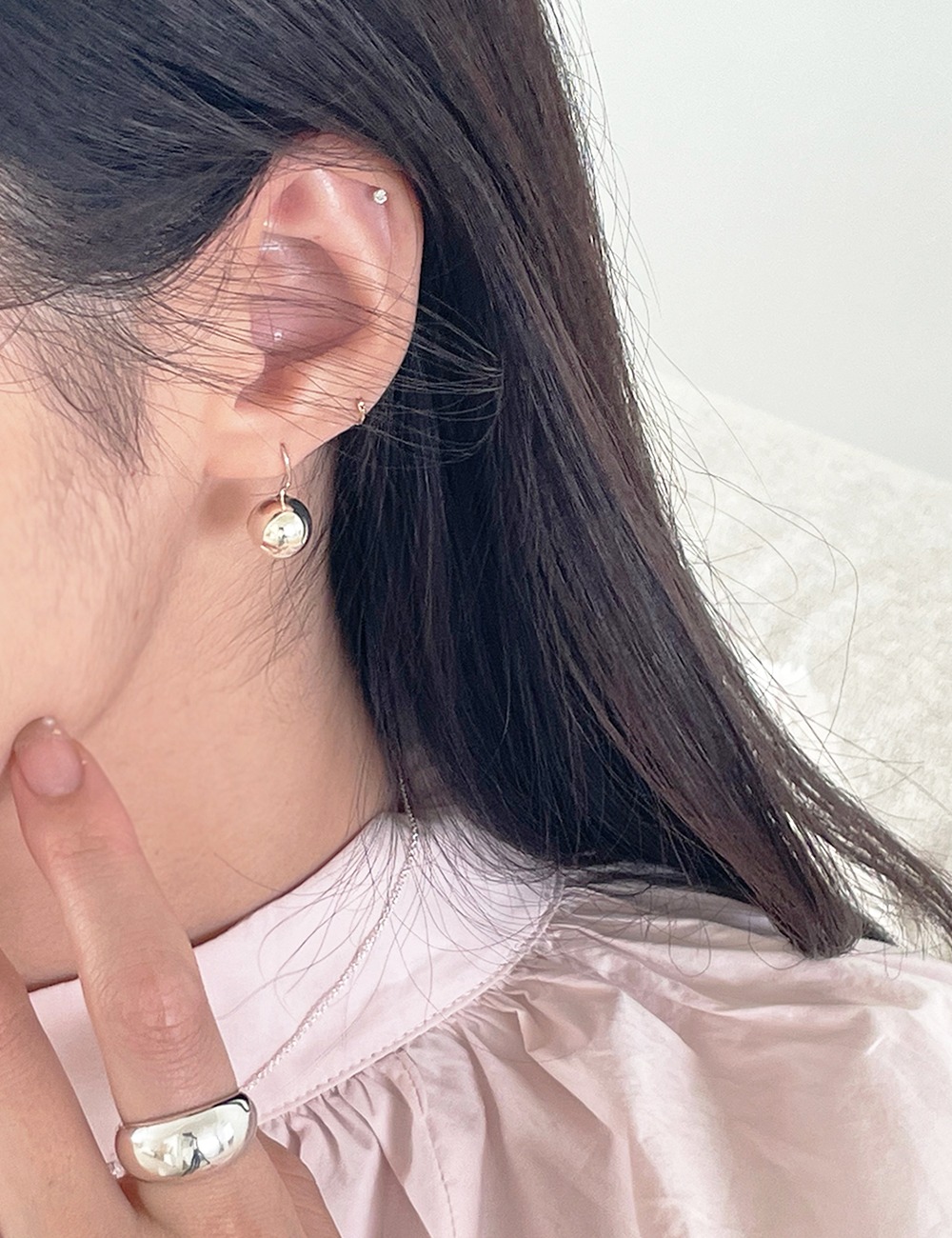 (silver925) Boll loop earring