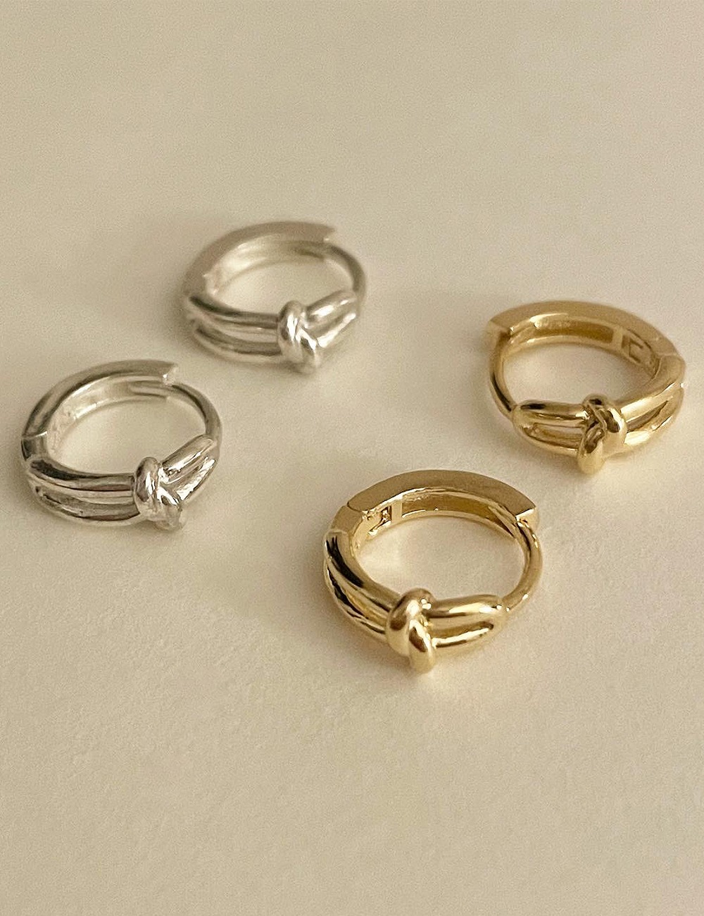 (silver 92.5) Knot twin earring