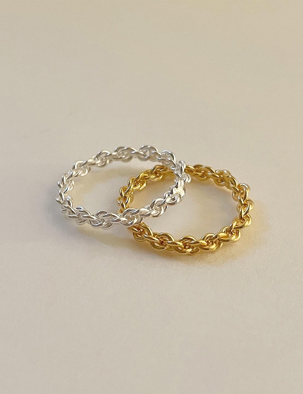 (silver 92.5) Twist chain bold ring