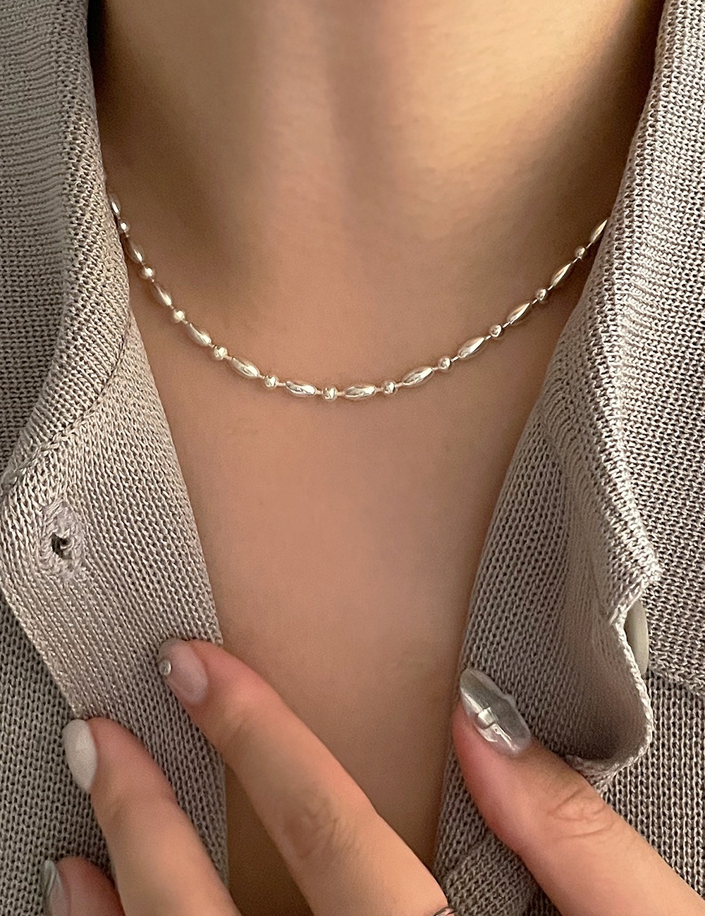 (silver 92.5) boll chain necklace