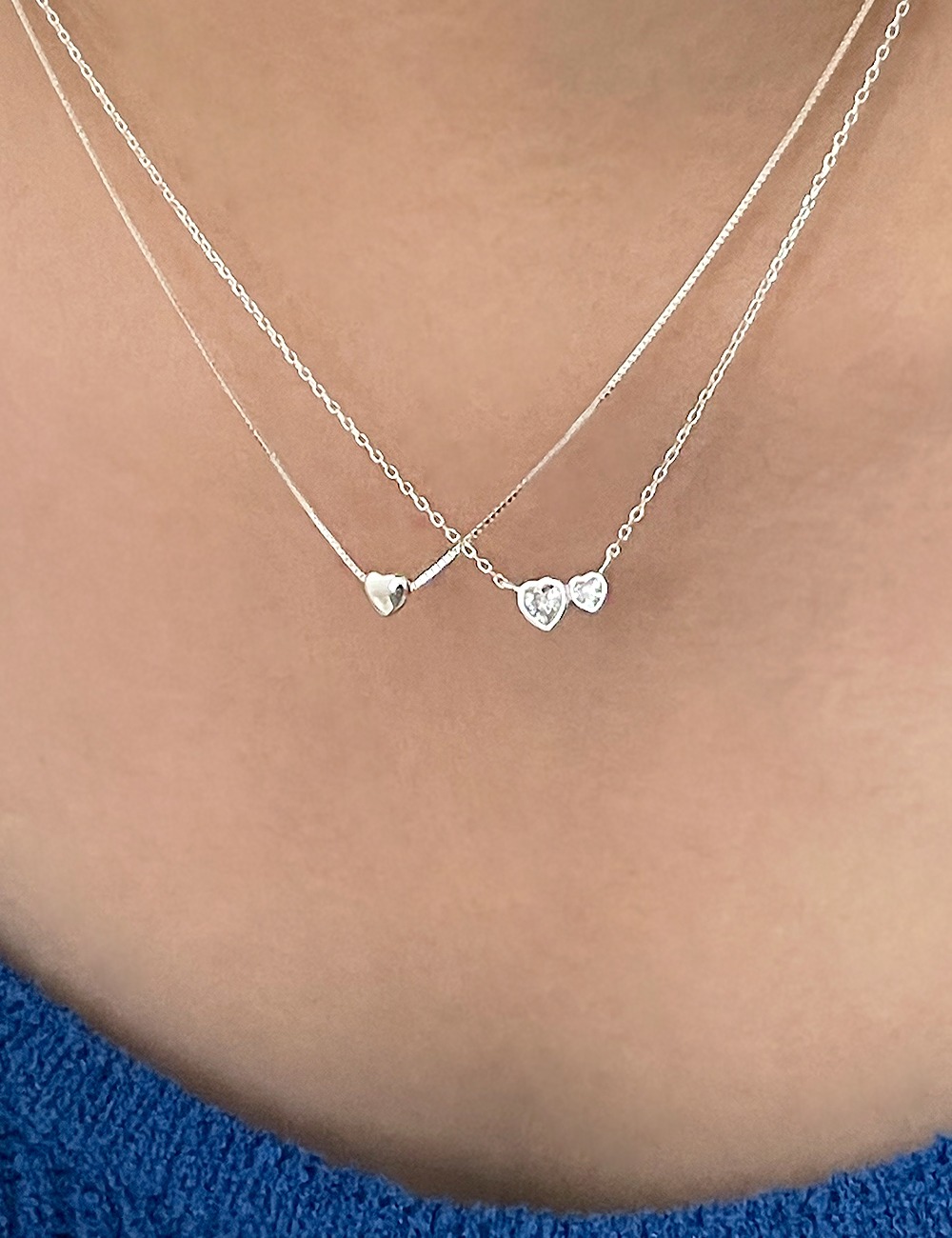 (silver 92.5) Mini heart snake necklace